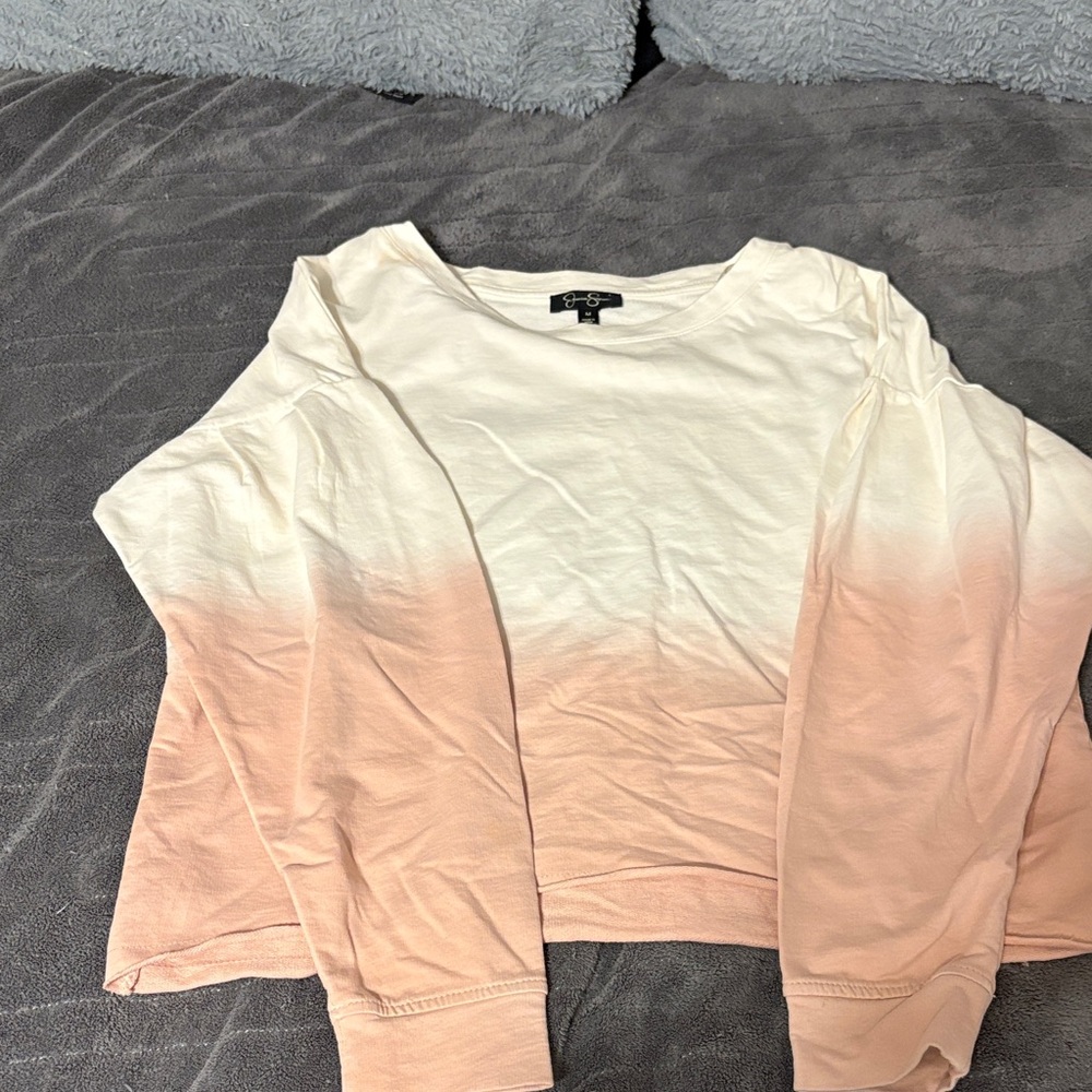 Jessica Simpson White and Pink Ombre Long Sleeve Tee